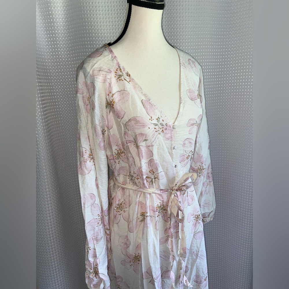 H&M maxi TIE-BELT floral summer DRESS WITH BUTTONS size small NWT - Picture 4 of 14